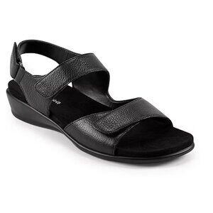 Easy Spirit Sandals Womens 7 Narrow Hartwell Black Leather Strappy Slingback New